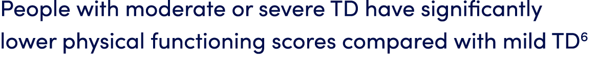 People with moderate or severe TD have significantly lower physical functioning scores compared with mild TD6