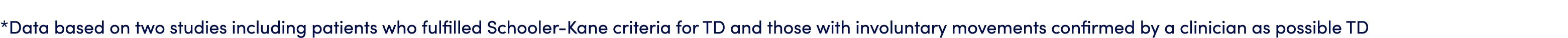 *Data based on two studies including patients who fulfilled Schooler Kane criteria for TD and those with involuntary ...